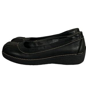 Duluth Andina Skimmer Black Leather Flat Size 8.5 Casual Comfy